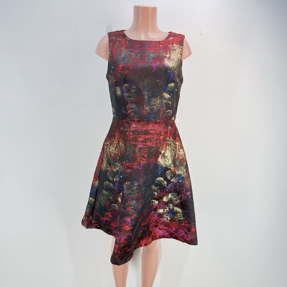 Leslie Fay Dresses & Skirts - NEW  Leslie Fay Women Dress Striped Fit & Flare Black Gold Size 8